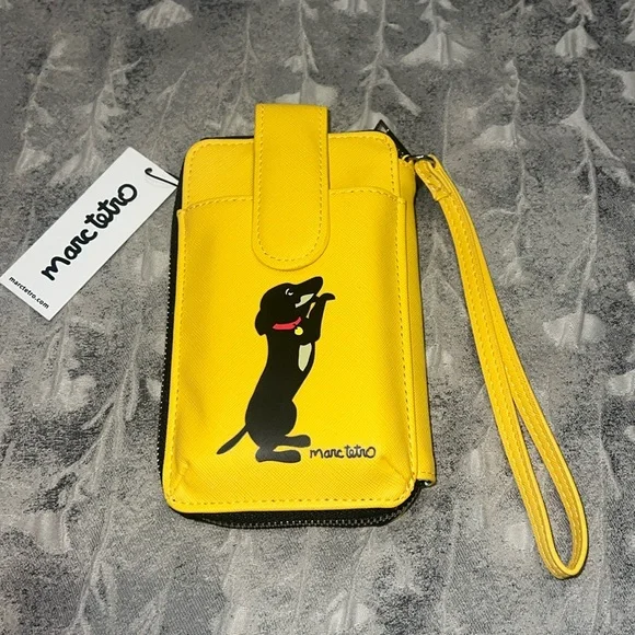 Marc Tetro Yellow Dachshund Cell Phone Wristlet/Wallet - Picture 1 of 6